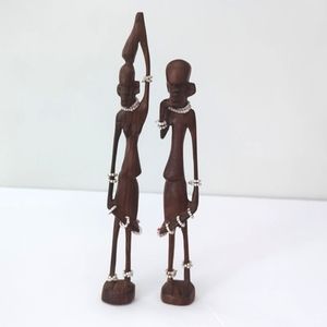 African Hand Carved Wooden Figures Man Women